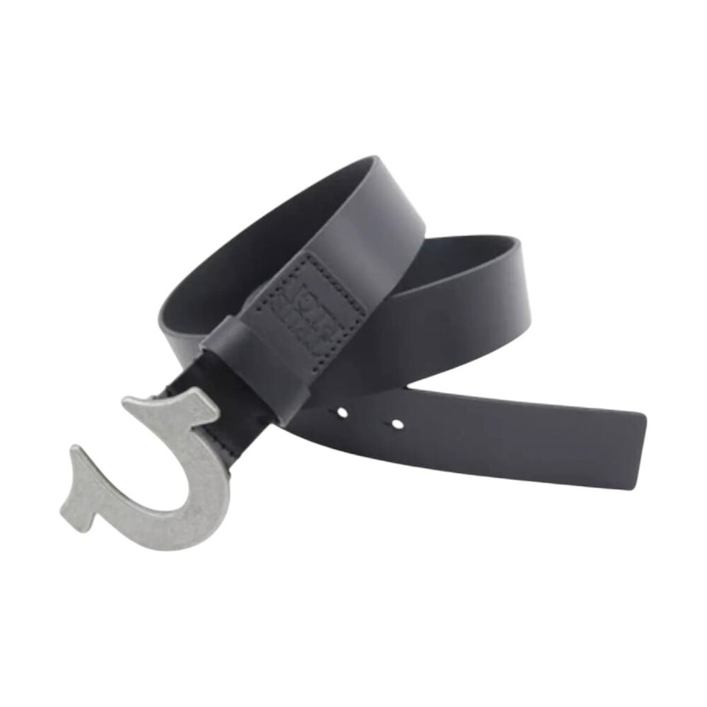 True Religion Leather Belt Heavyweight Horseshoe Buckle Black